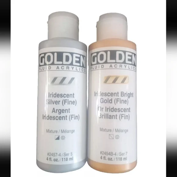 Golden Fluid Acrylic Paint - Iridescent Bright Gold, 4 Oz Bottle | Fine Art Paint For Canvases, Pouring & Details